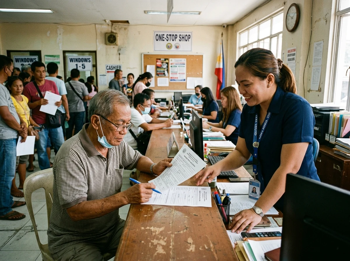 One-stop public service desk sa Munisipyo ng Narra kung saan magalang na naglilingkod ang kawani